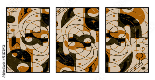 Set of 3 Abstract pattern. Illustration for printing on wall decorations. For use in graphics.