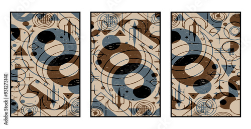 Set of 3 Abstract pattern. Illustration for printing on wall decorations. For use in graphics.