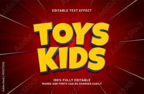 toys kids editable text effect in kids and play text style