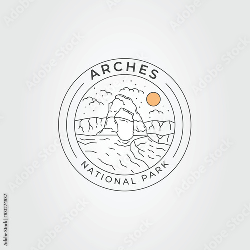 Arches national park or america landmark logo vector illustration design