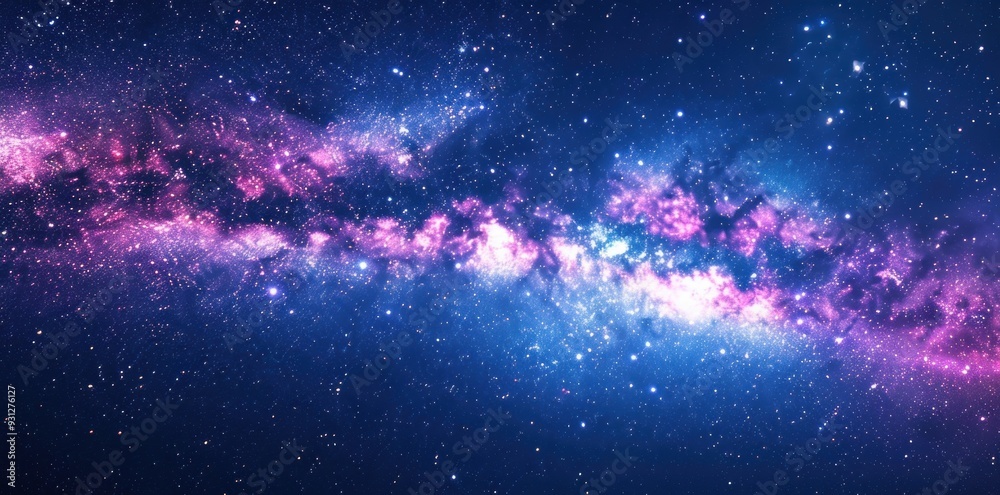 Naklejka premium Cosmic Nebula with Sparkling Stars