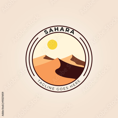 sahara desert or sand dune logo vector illustration design