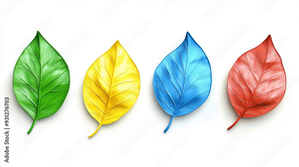 Obraz premium Isolated multicolored leaves on a white background