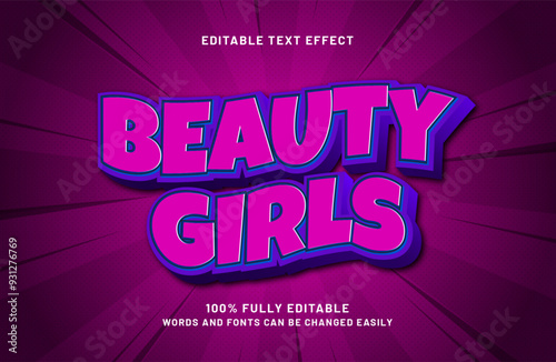 beauty girls editable text effect in kids and play text style