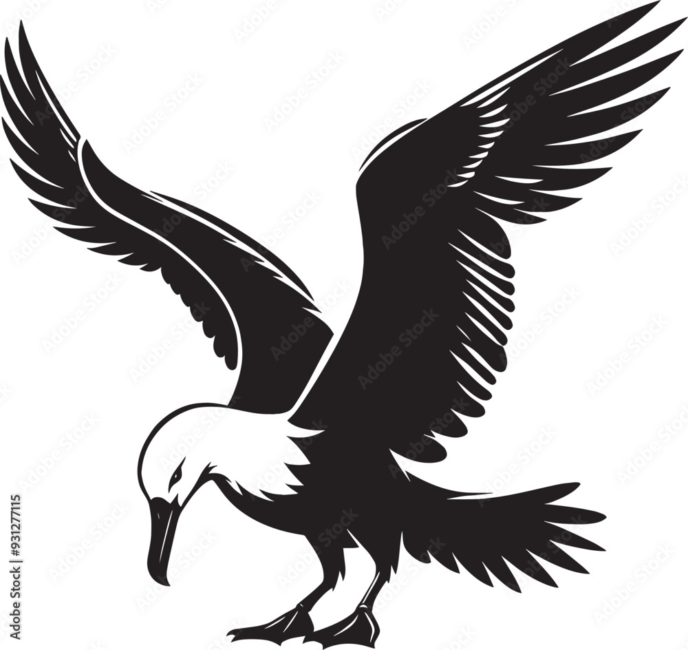 Beautiful albatross bird Silhouette isolated on white background Minimalist albatross vector shape Beautiful albatross bird Silhouette isolated on white background Minimalist albatross vector shape