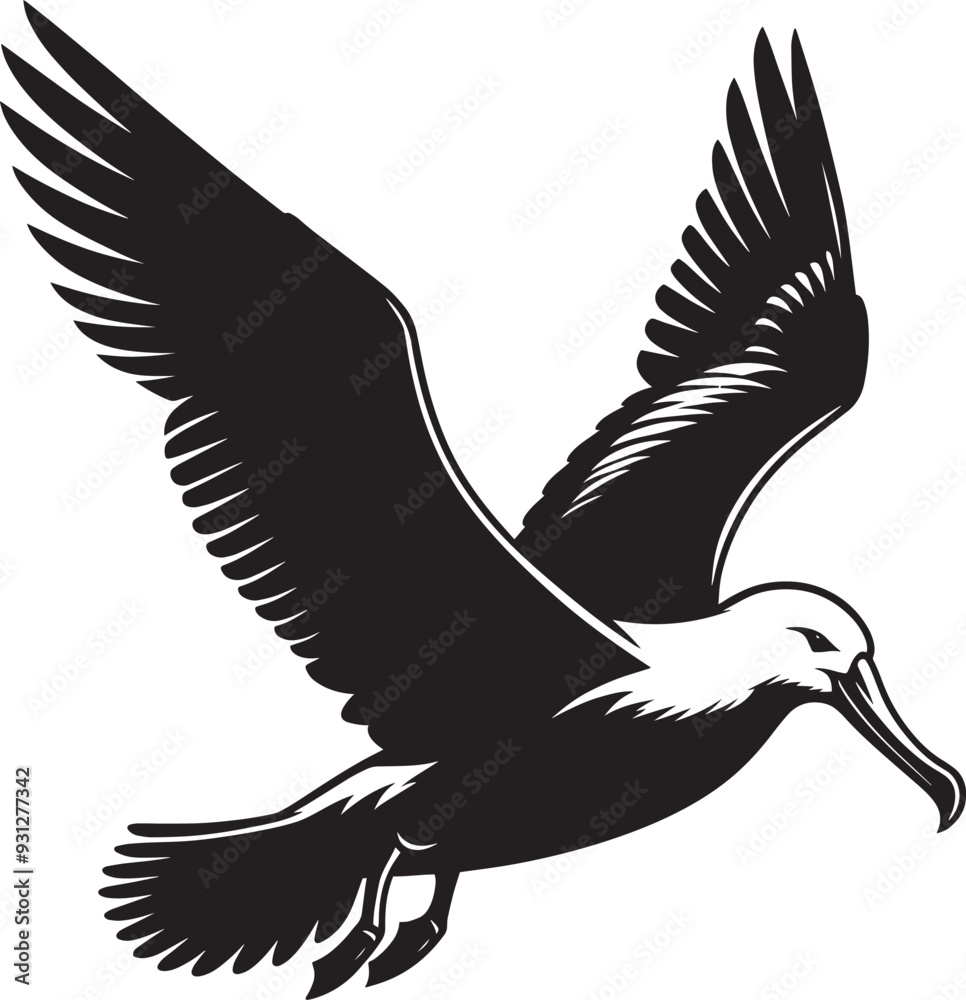 Obraz premium Beautiful albatross bird Silhouette isolated on white background Minimalist albatross vector shape