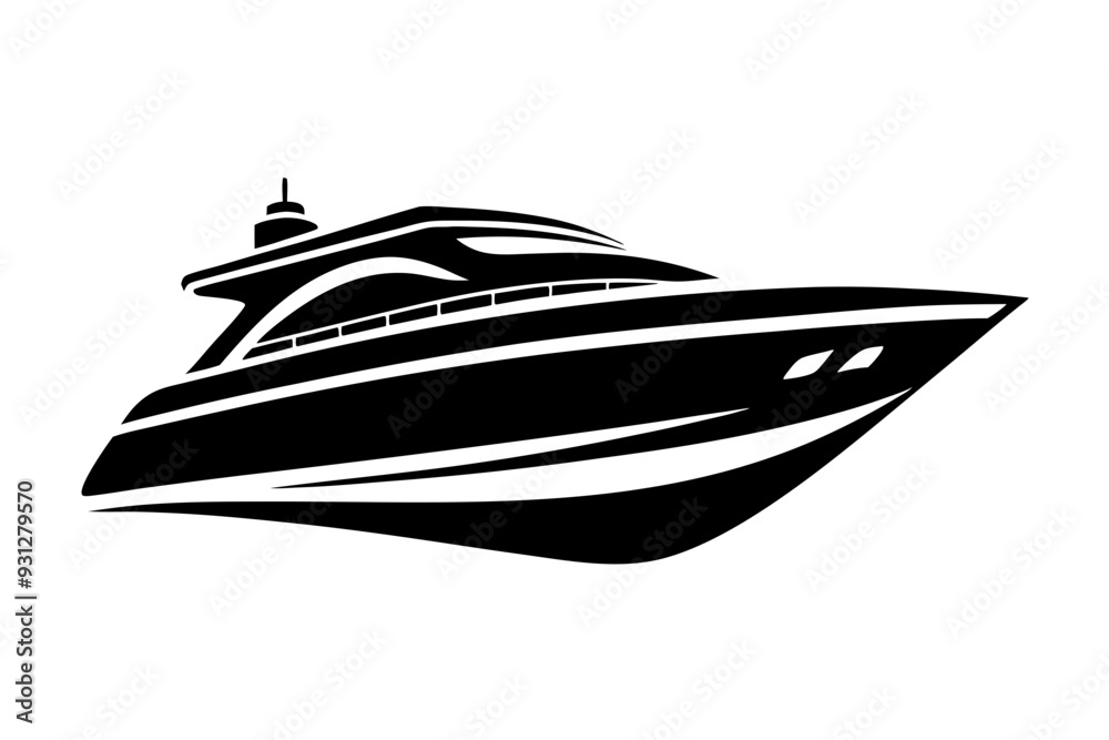 Luxurious yacht logo design silhouette vector on a white background Luxurious yacht logo design silhouette vector on a white background