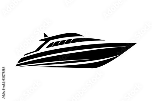 Luxurious yacht  logo design silhouette vector on a white background