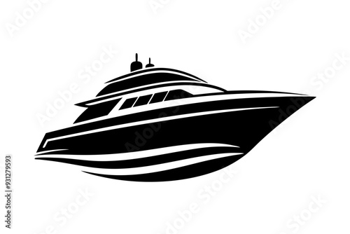 Luxurious yacht  logo design silhouette vector on a white background