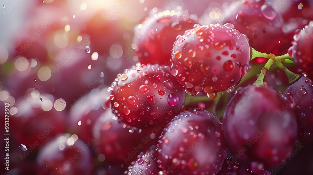 A hyper-realistic photograph of red grapes A hyper-realistic photograph of red grapes