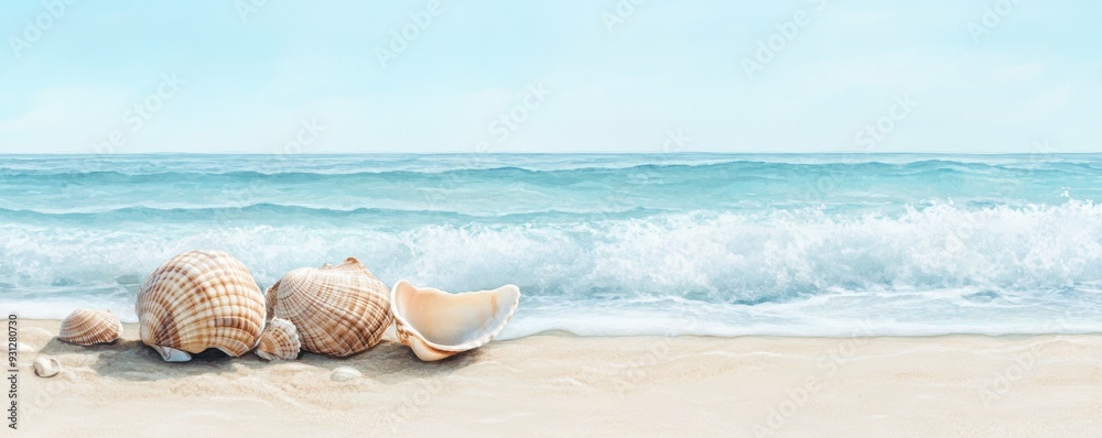 Serene seashore with gentle waves lapping against the sand Serene seashore with gentle waves lapping against the sand
