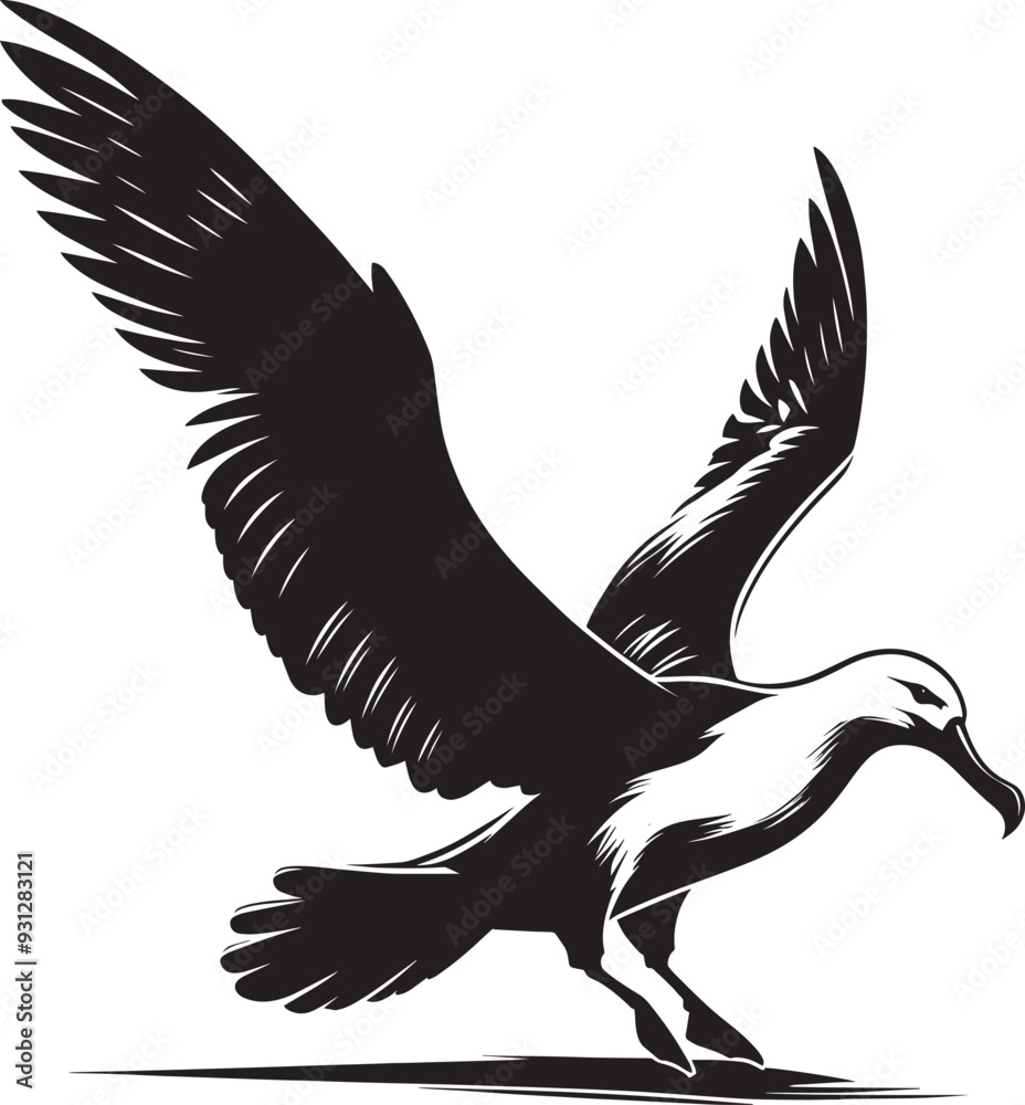 Obraz premium Beautiful albatross bird Silhouette isolated on white background Minimalist albatross vector shape