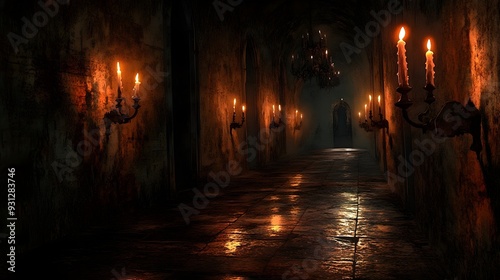 Dark & Mysterious Candlelit Hallway - Gothic Architecture