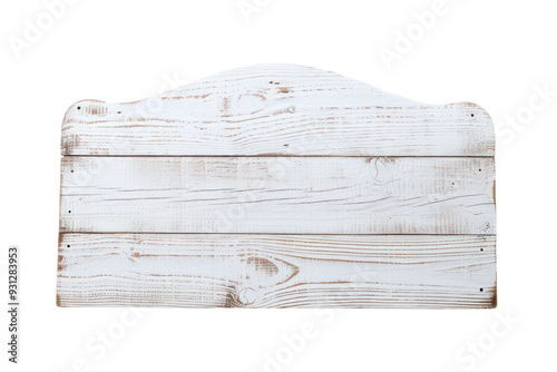 Rustic Whitewashed Wooden Sign Isolated on Transparent Background