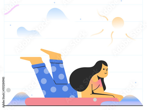 Woman sunbathing on vacation