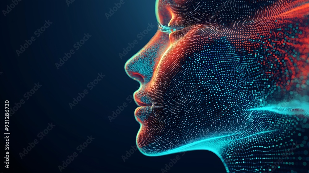 A woman's face is shown in a computer generated image. The face is made ...