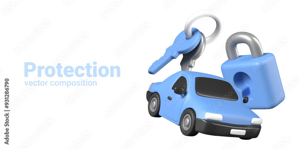 Car protection concept. Automatic alarm system. Insurance services for vehicles Car protection concept. Automatic alarm system. Insurance services for vehicles