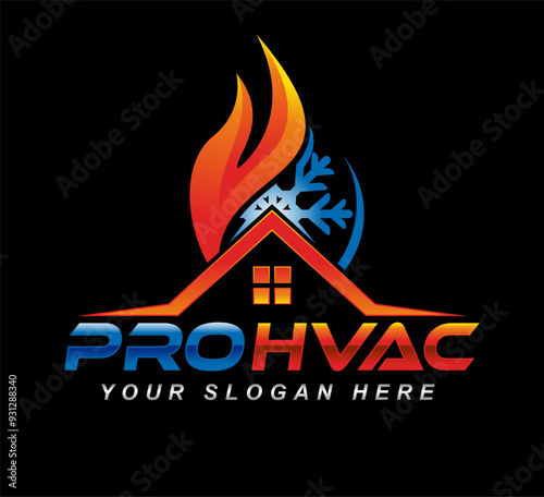 heating and cooling hvac illustration graphic vector logo emblem template 