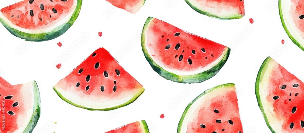 Watermelon Slices Watercolor Illustration Watermelon Slices Watercolor Illustration