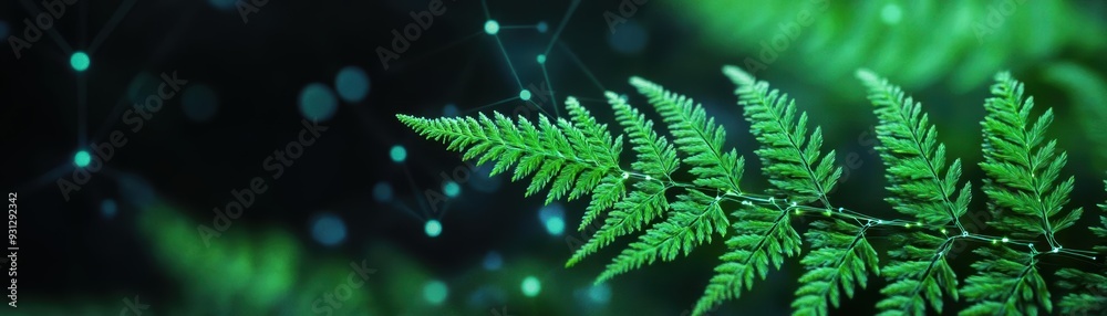 Obraz premium 3D-rendered smart forest with interconnected plant communication, biotechnology ecology, intelligent ecosystems