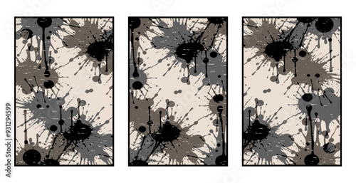 Set of 3 Abstract pattern. Illustration for printing on wall decorations. For use in graphics.