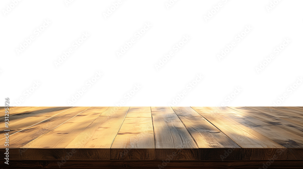 Light wooden table top on white background, Products presentation concept Light wooden table top on white background, Products presentation concept