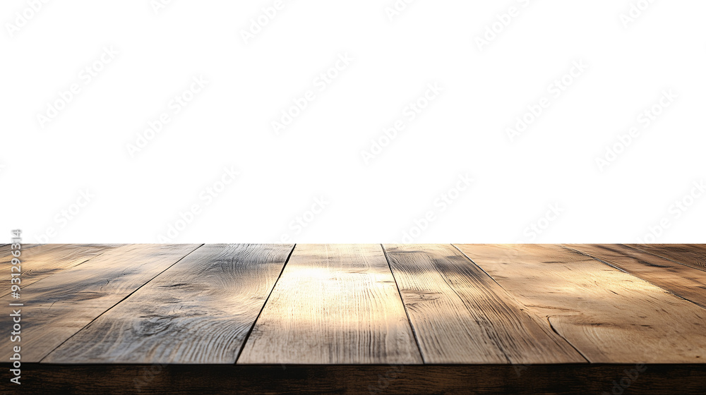 Light wooden table top on white background, Products presentation concept Light wooden table top on white background, Products presentation concept