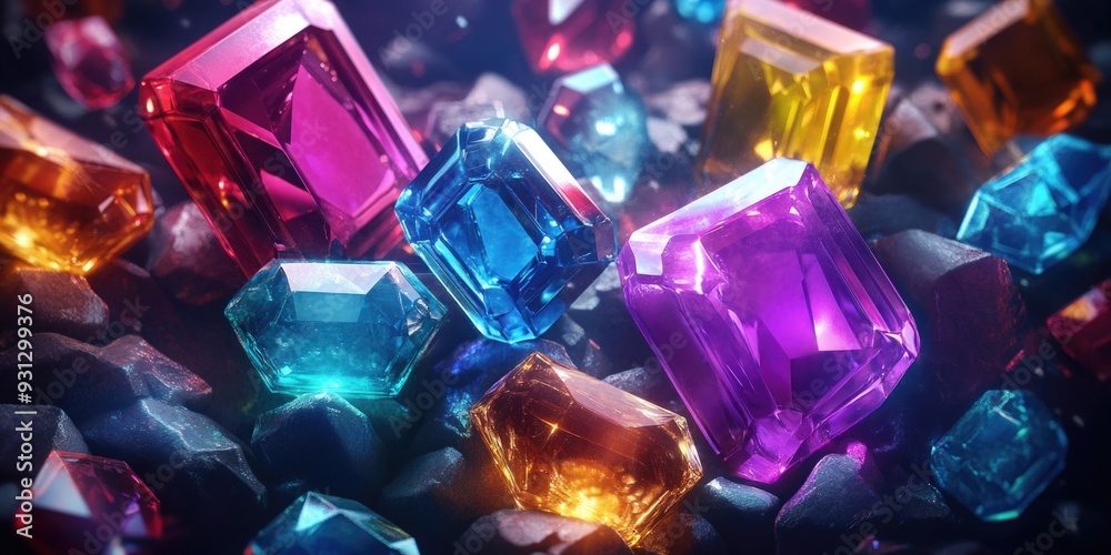 Close-up of various colored diamonds Close-up of various colored diamonds