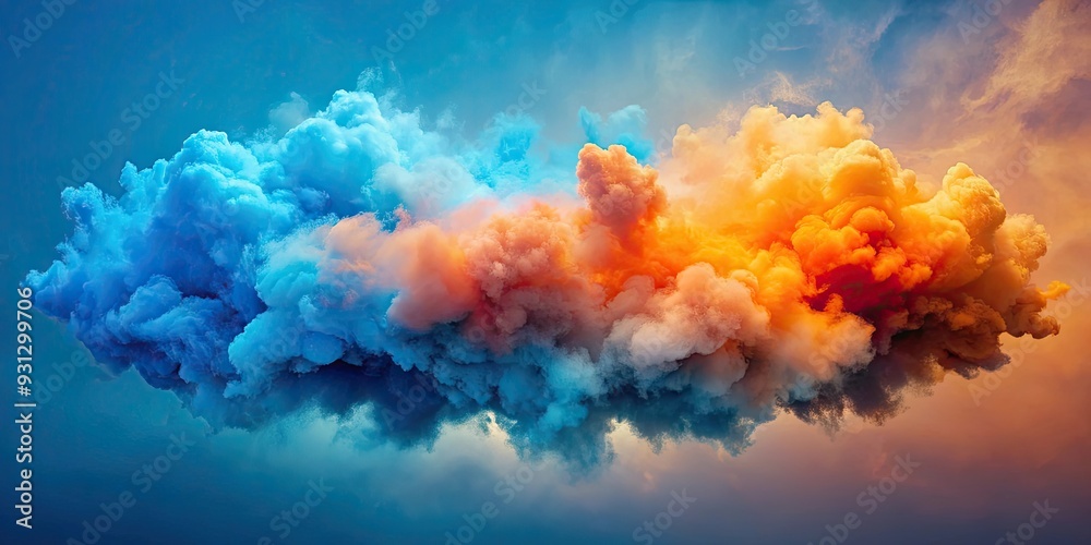 Tinted clouds in blue and orange hues on isolated background , clouds, sky, abstract, colorful, vibrant, unique, atmosphere Tinted clouds in blue and orange hues on isolated background , clouds, sky, abstract, colorful, vibrant, unique, atmosphere