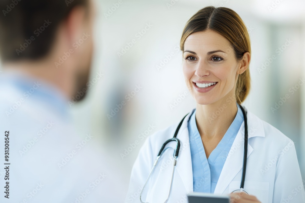 Compassionate Doctor Discusses Medical Records with Patient in Clinic Compassionate Doctor Discusses Medical Records with Patient in Clinic