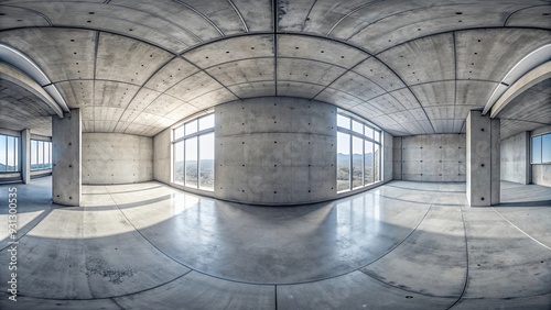 360 degree spherical seamless panorama abstract empty concrete room interior studio hall rendering hdri hdr vr style
