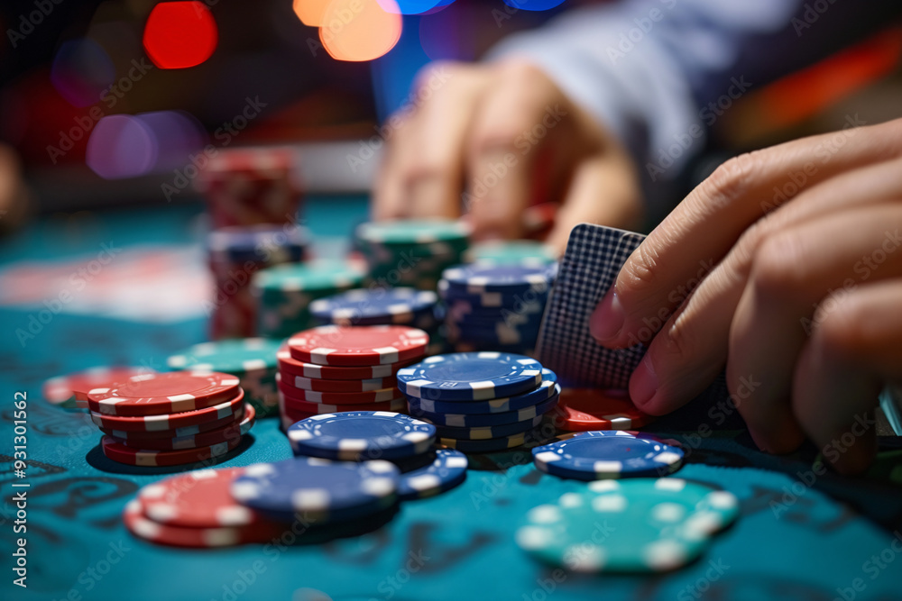 A man plays in a casino A man plays in a casino