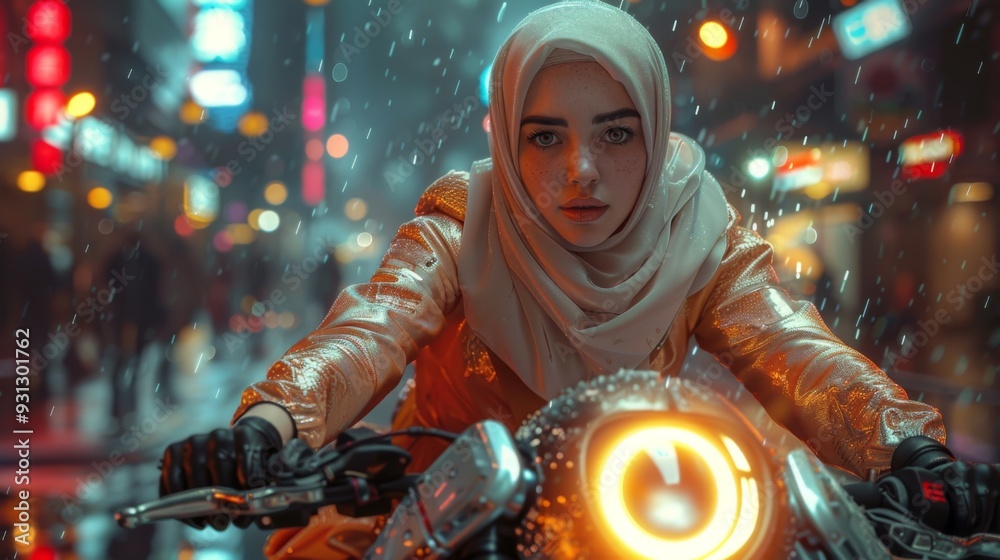 A stylish woman DJ in action at a night party, surrounded by graffiti and a bustling urban scene with A stylish woman DJ in action at a night party, surrounded by graffiti and a bustling urban scene with