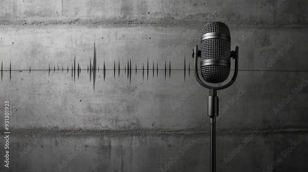 Fototapeta premium Black and White Microphone