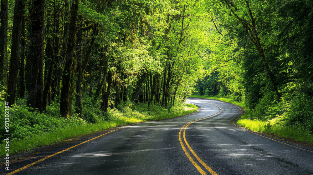 Enjoy a breathtaking summer drive through a vibrant green forest. --ar 16:9 --v 6.1 Job ID: 0ecd918a-3087-4659-bd30-cbe0ce65d9fb