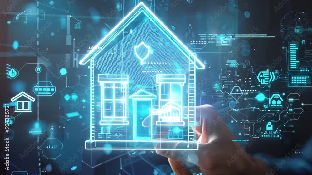 Smart Home, Intelligent Living: A homeowner controls their futuristic abode through an interactive holographic interface, showcasing the power of smart home technology. Smart Home, Intelligent Living: A homeowner controls their futuristic abode through an interactive holographic interface, showcasing the power of smart home technology.