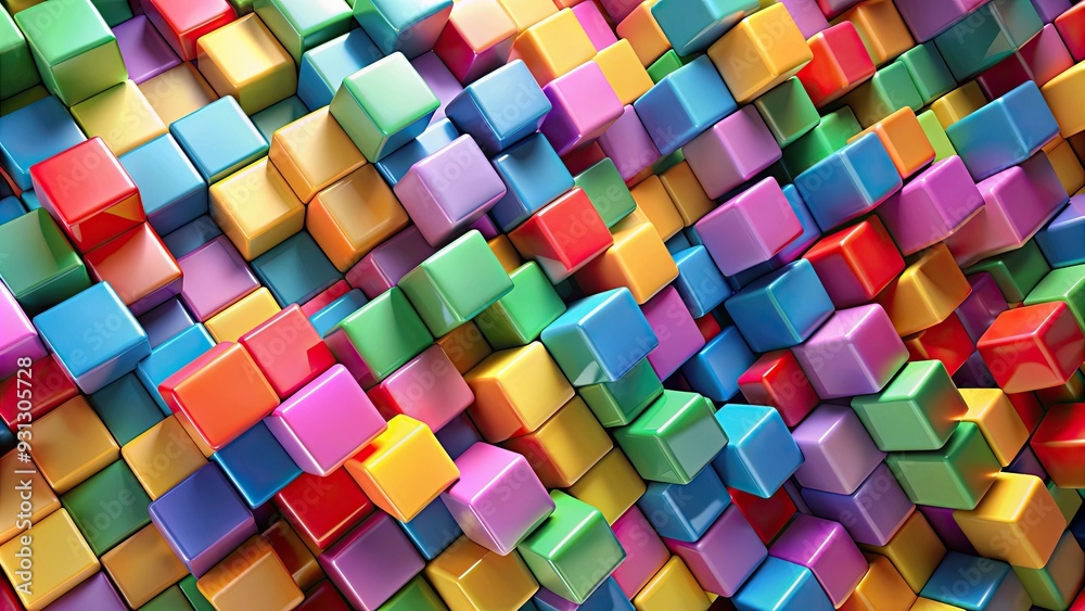 Abstract background with multiple cubes in various colors and sizes, abstract, background, cubes, geometric, pattern Abstract background with multiple cubes in various colors and sizes, abstract, background, cubes, geometric, pattern