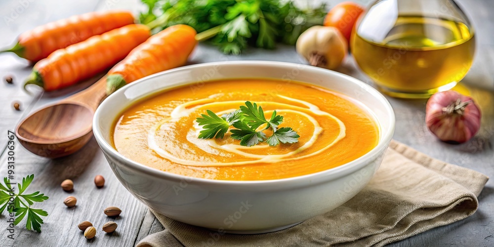 Creamy carrot soup with a drizzle of olive oil on top, carrot, soup, cream, healthy, vegetarian, homemade, delicious, bowl, food Creamy carrot soup with a drizzle of olive oil on top, carrot, soup, cream, healthy, vegetarian, homemade, delicious, bowl, food