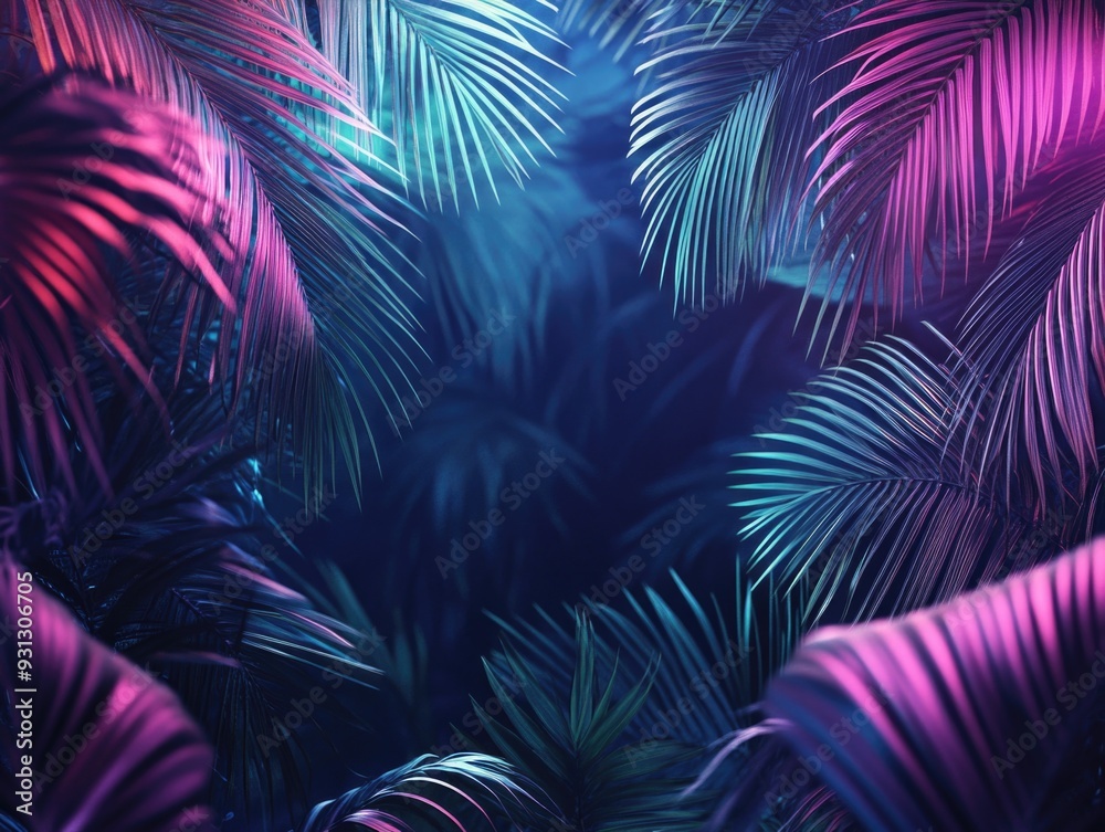 Purple and Blue Palm Leaves Purple and Blue Palm Leaves