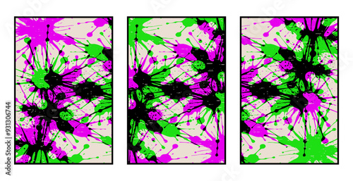 Set of 3 Abstract pattern. Illustration for printing on wall decorations. For use in graphics.