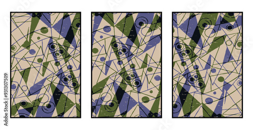 Set of 3 Abstract pattern. Illustration for printing on wall decorations. For use in graphics.