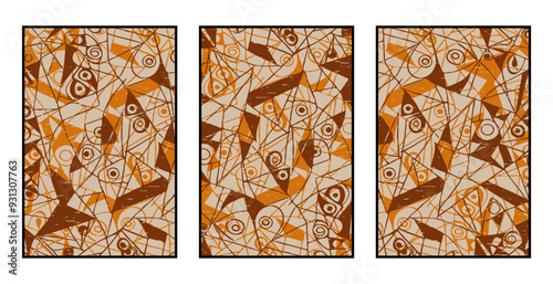 Set of 3 Abstract pattern. Illustration for printing on wall decorations. For use in graphics.