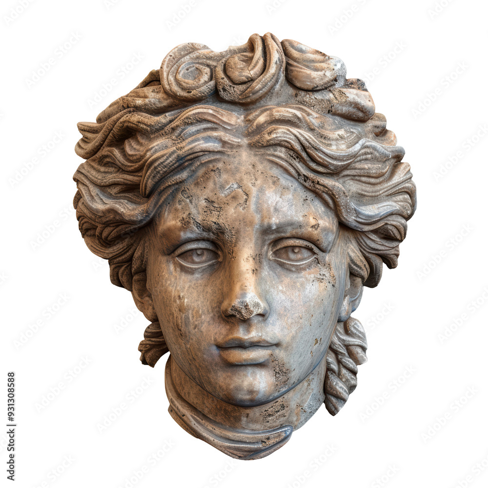 Face Statue of Daphne in Greek Mythology Isolated on Transparent or White Background, PNG Face Statue of Daphne in Greek Mythology Isolated on Transparent or White Background, PNG