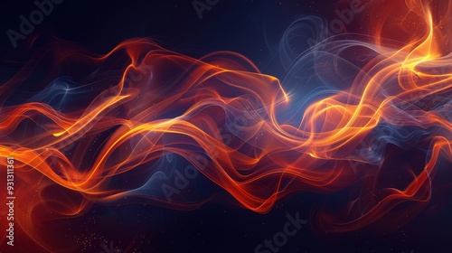 Create an abstract design featuring fiery swirls on a dark background. Ensure the swirls are vivid and dynamic, with ample copy space