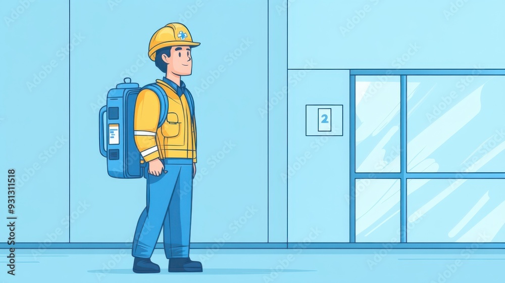 Obraz premium Dedicated Rescue Worker in Safety Gear: A Symbol of Industry Commitment and Emergency Preparedness