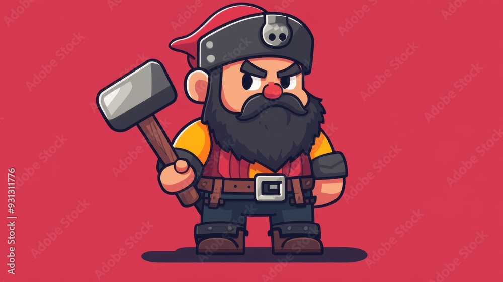Fototapeta premium Whimsical Pirate Character Design: A Cartoon Adventurer with a Bold Personality