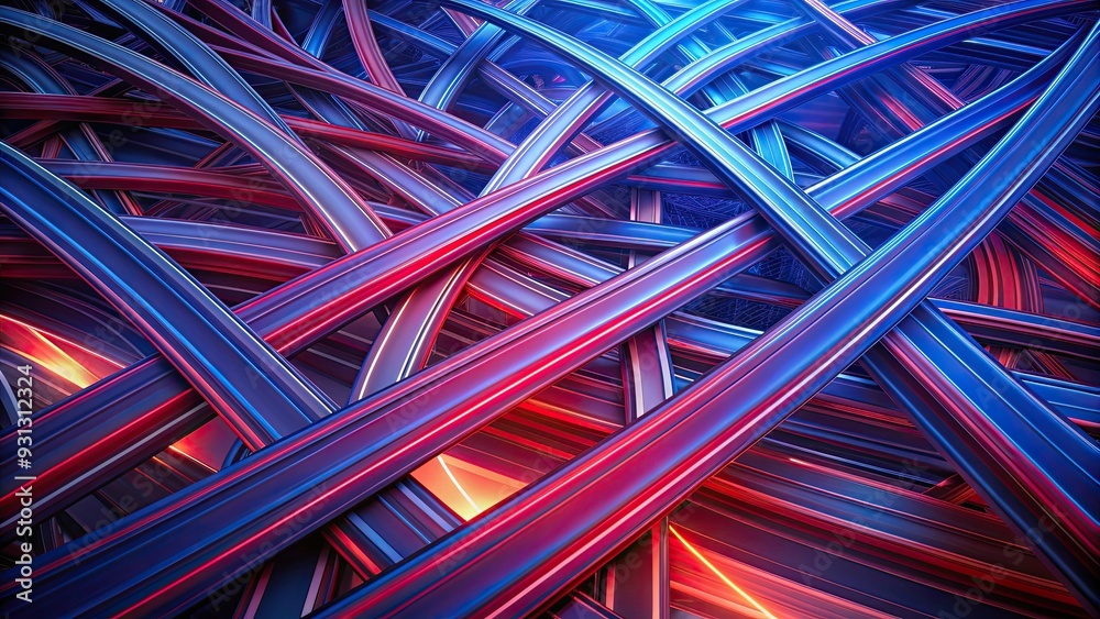 Abstract background with intersecting red and blue lines resembling a highway , abstract, background, lines, red, blue