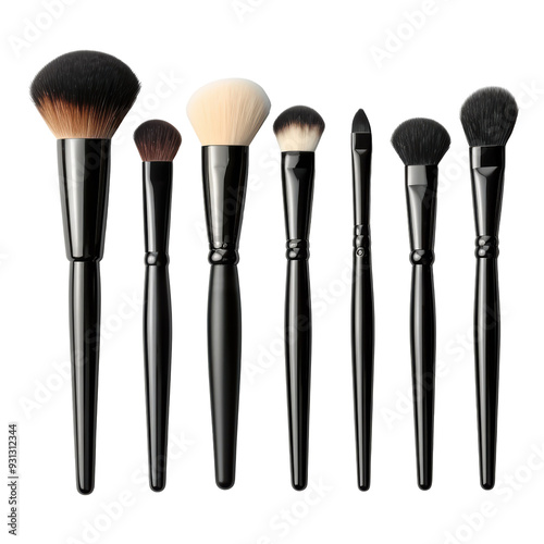 Makeup Brushes Set Isolated Transparent Isolated on Transparent or White Background, PNG