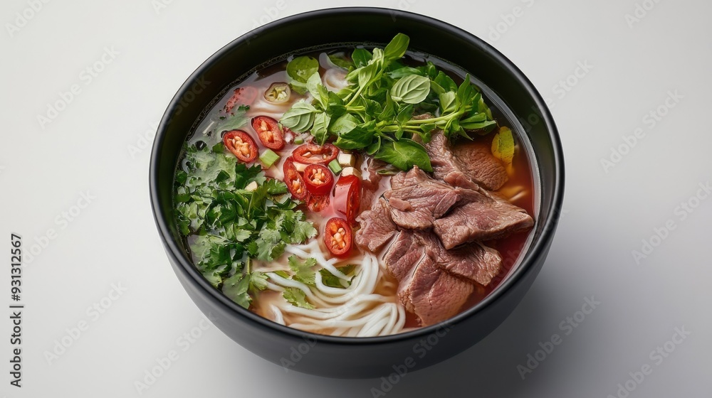 Delicious Vietnamese Beef Noodle Soup with Fresh Herbs and Spices Delicious Vietnamese Beef Noodle Soup with Fresh Herbs and Spices