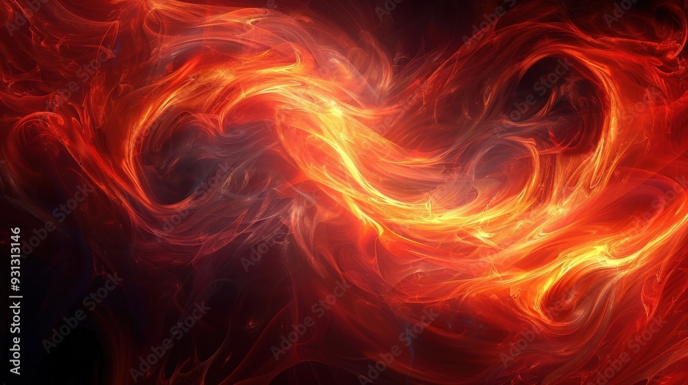 Generate an abstract background featuring fiery swirls on a dark background. Ensure the swirls are vivid and dynamic, with ample copy space for versatile use Generate an abstract background featuring fiery swirls on a dark background. Ensure the swirls are vivid and dynamic, with ample copy space for versatile use